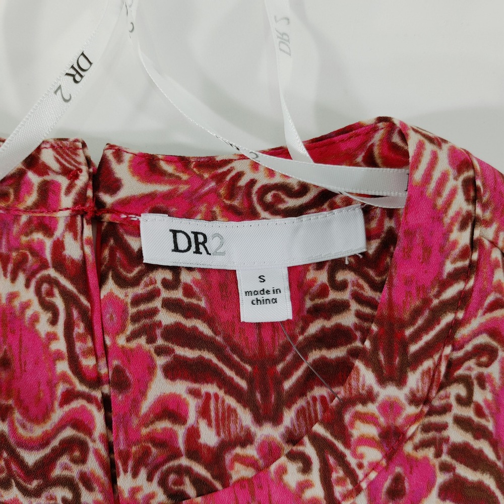 DR2 Daniel Rainn Pink Paisley Sleeveless Ruffle Trim High Neck Blouse Size S - Picture 3 of 8